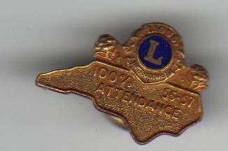 1956-57 Lions Club Attendance Award Pin